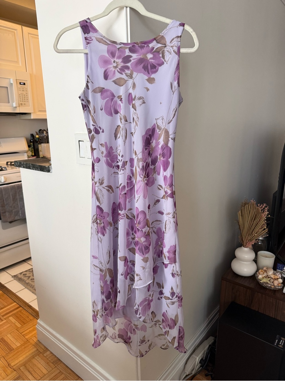 Vintage Alyn Paige Lavender Floral Slip Dress with Mauve Blooms